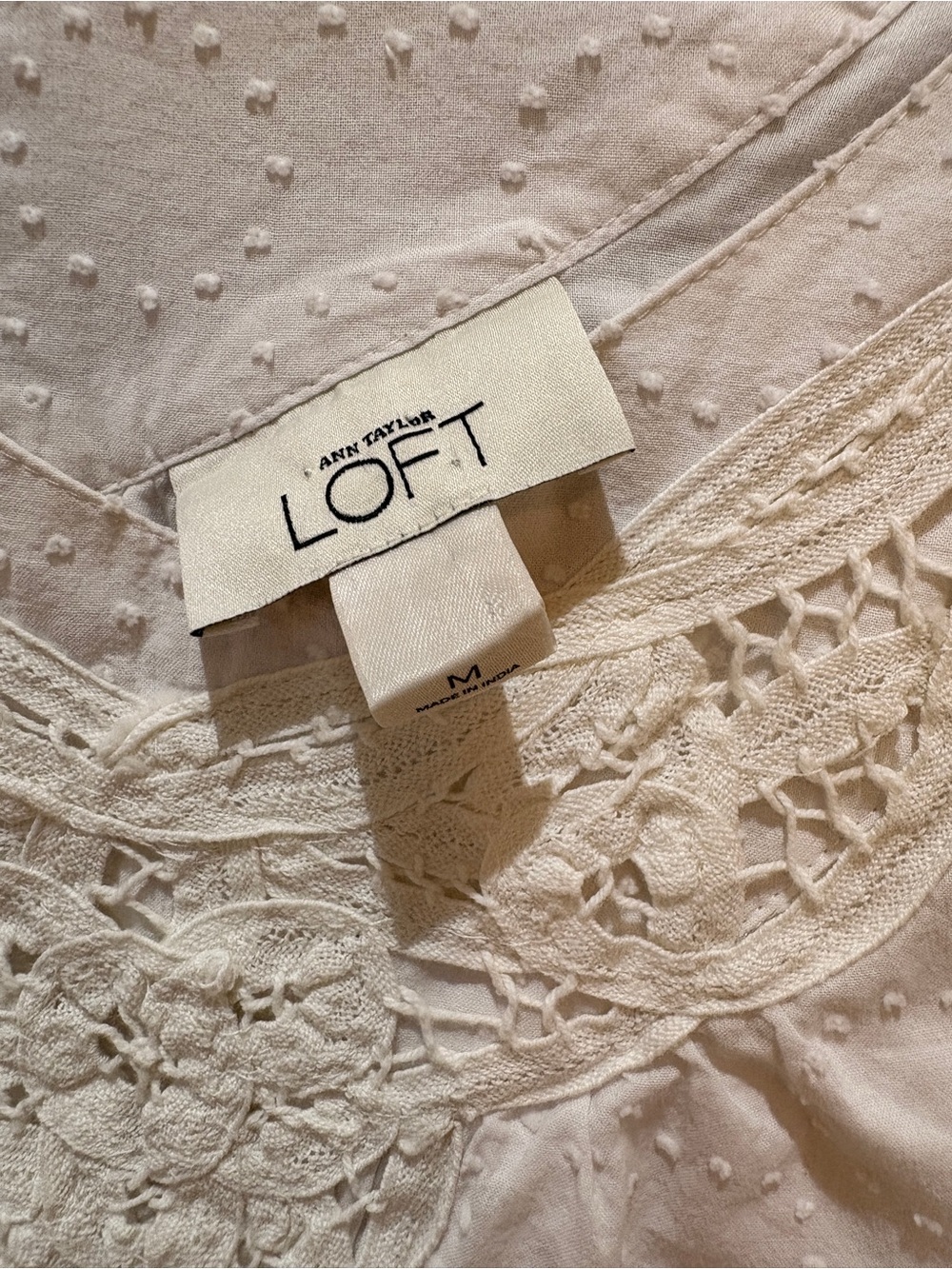 LOFT White Cotton Tank Dress with Crochet Lace Trim - Picture 4 of 6